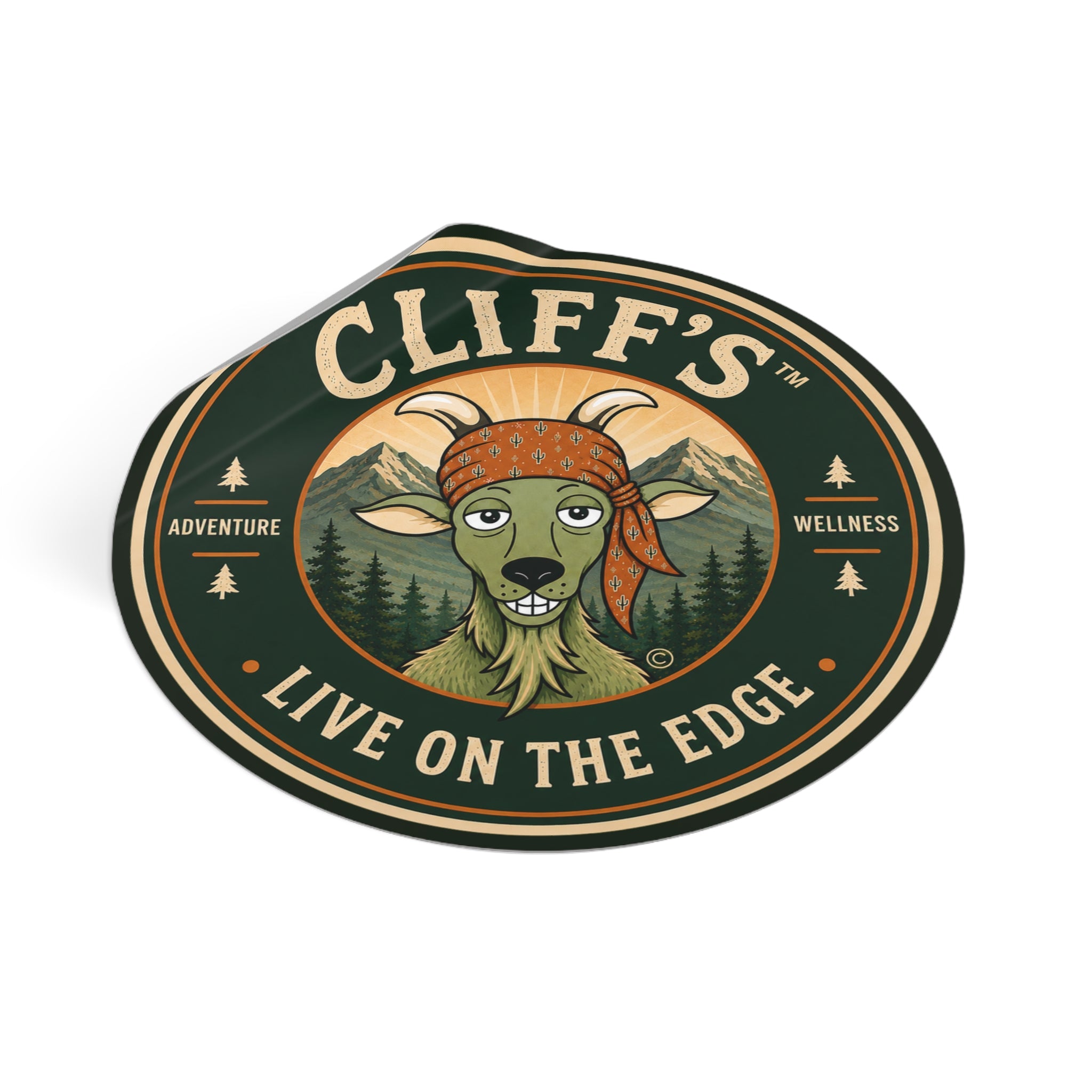 Cliff's™ Live on the Edge Round Logo Vinyl Sticker