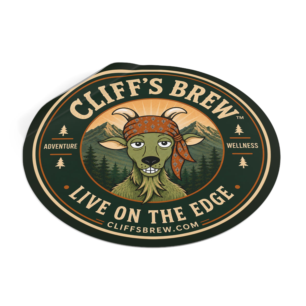 Cliff's™ Live on the Edge Round Logo Vinyl Sticker