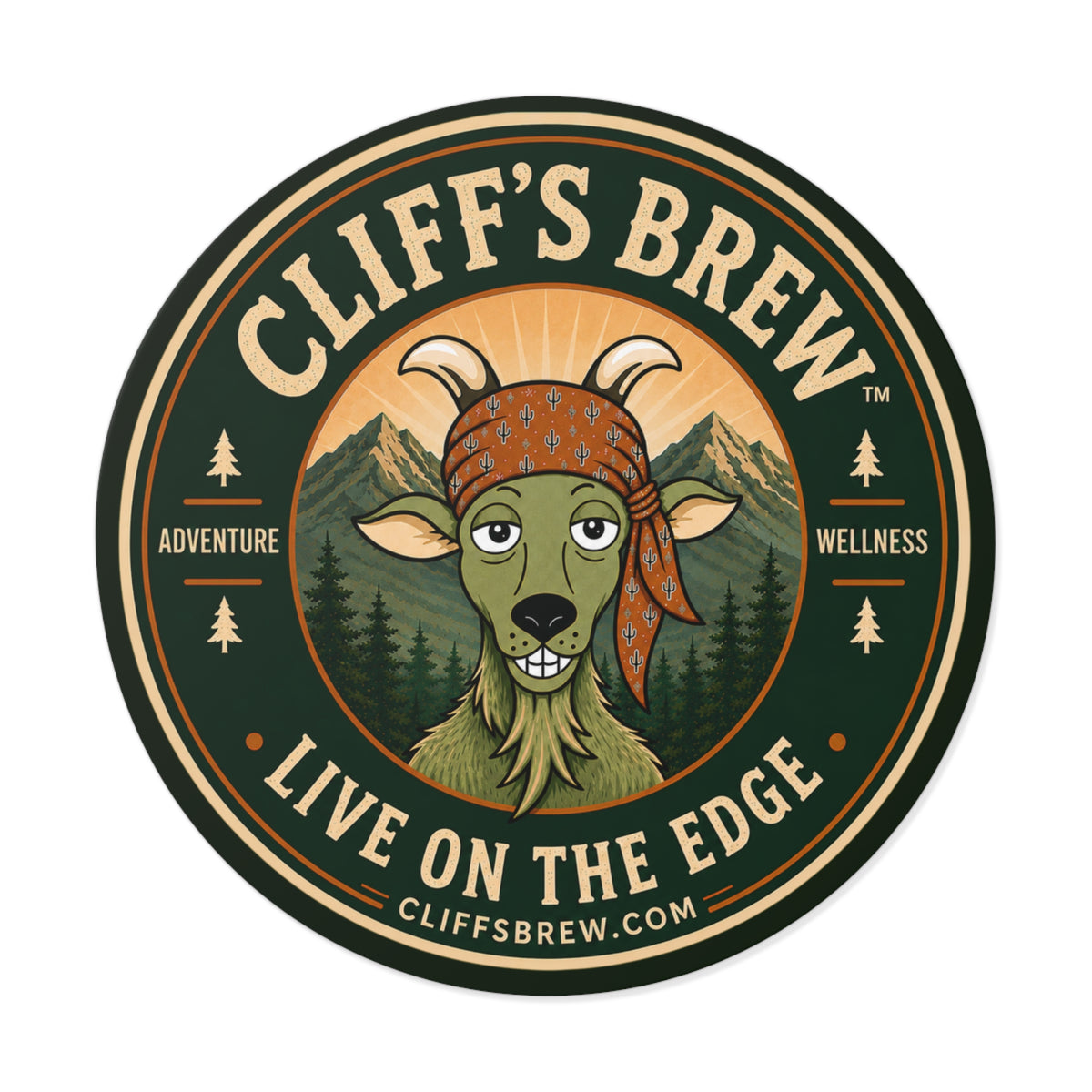 Cliff's™ Live on the Edge Round Logo Vinyl Sticker