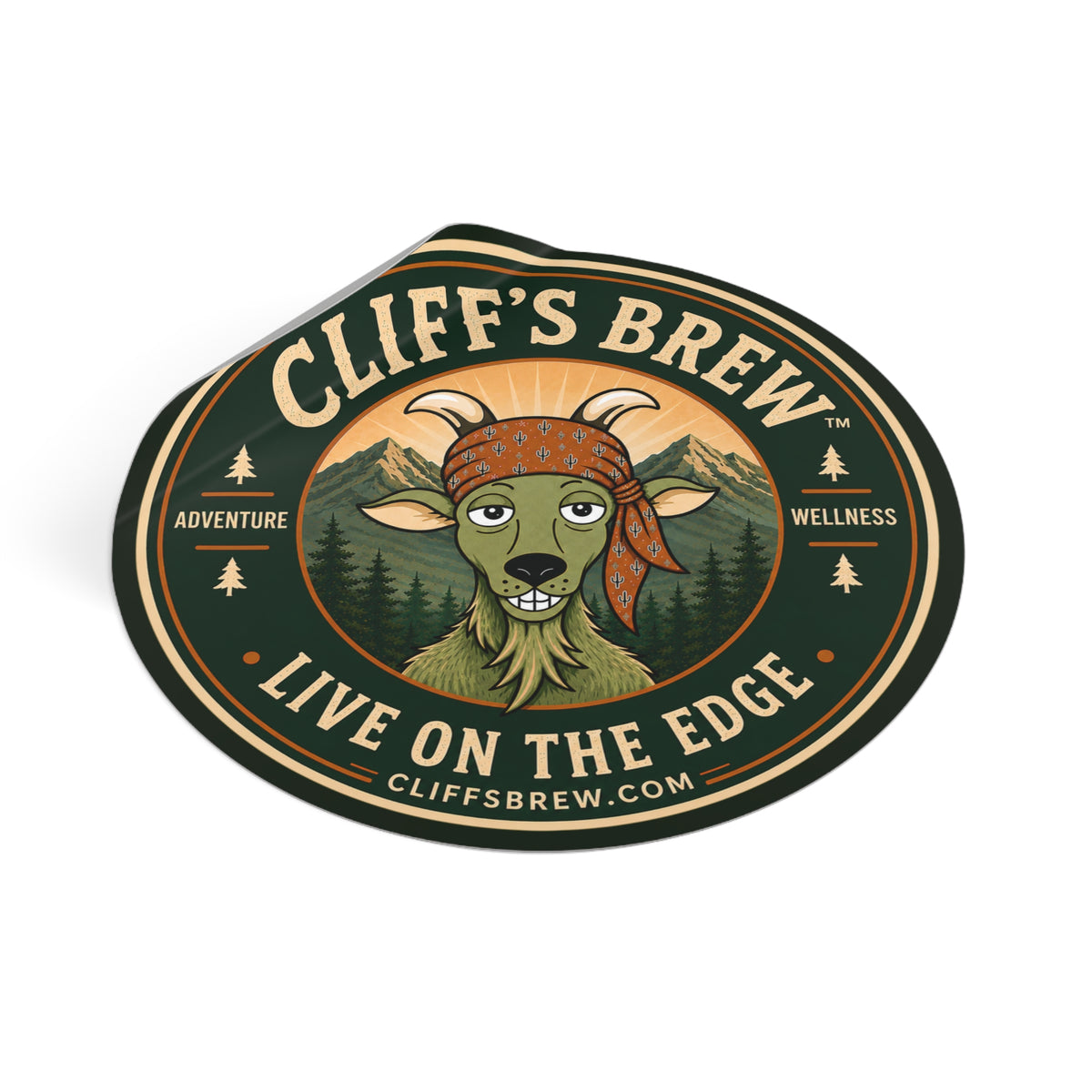 Cliff's™ Live on the Edge Round Logo Vinyl Sticker