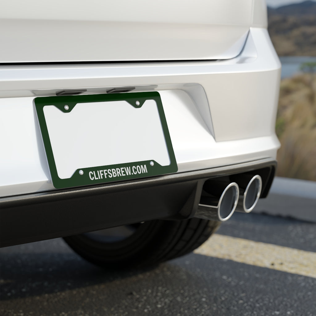 Metal License Plate Frame – Brushed Steel Frame with CLIFFSBREW.com