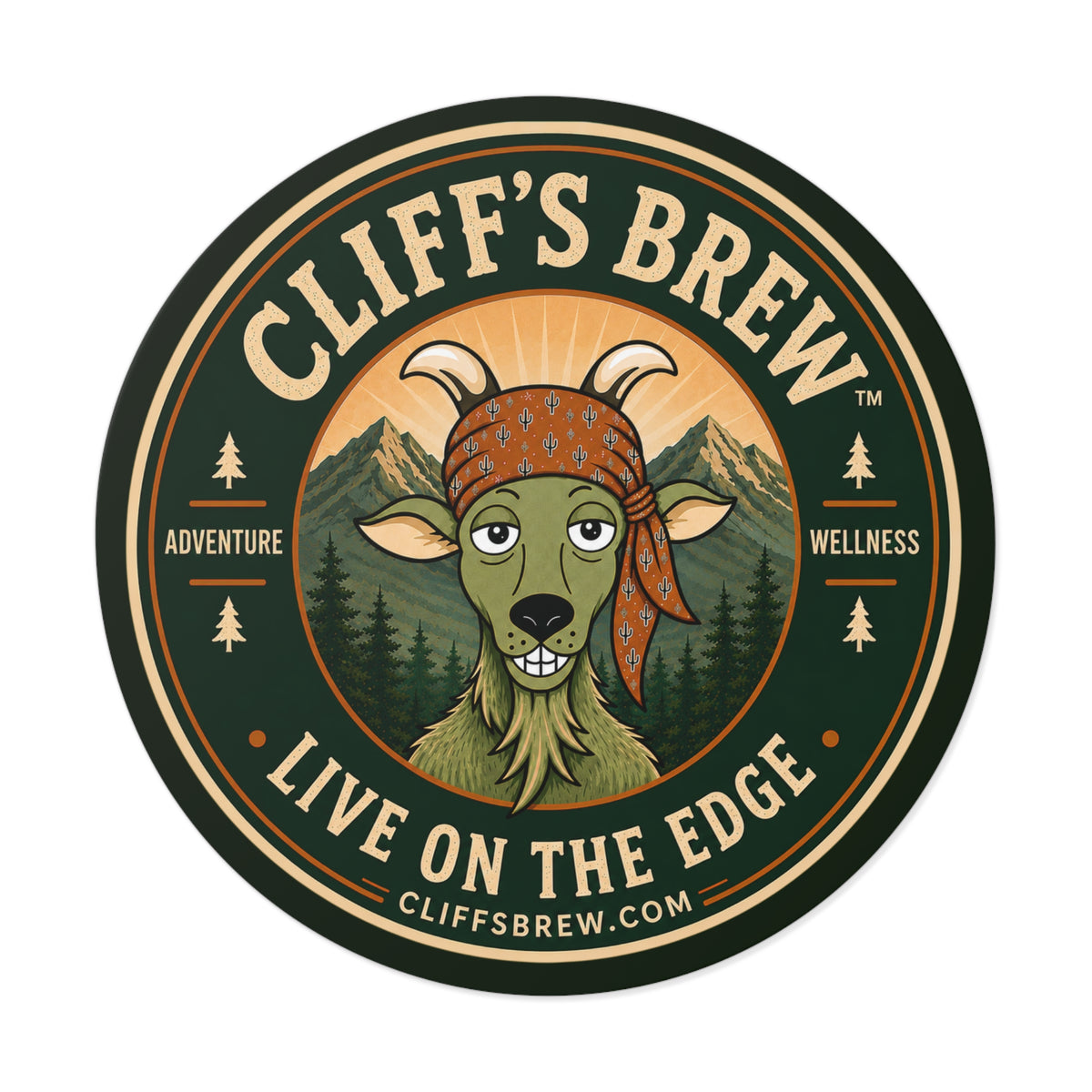 Cliff's™ Live on the Edge Round Logo Vinyl Sticker