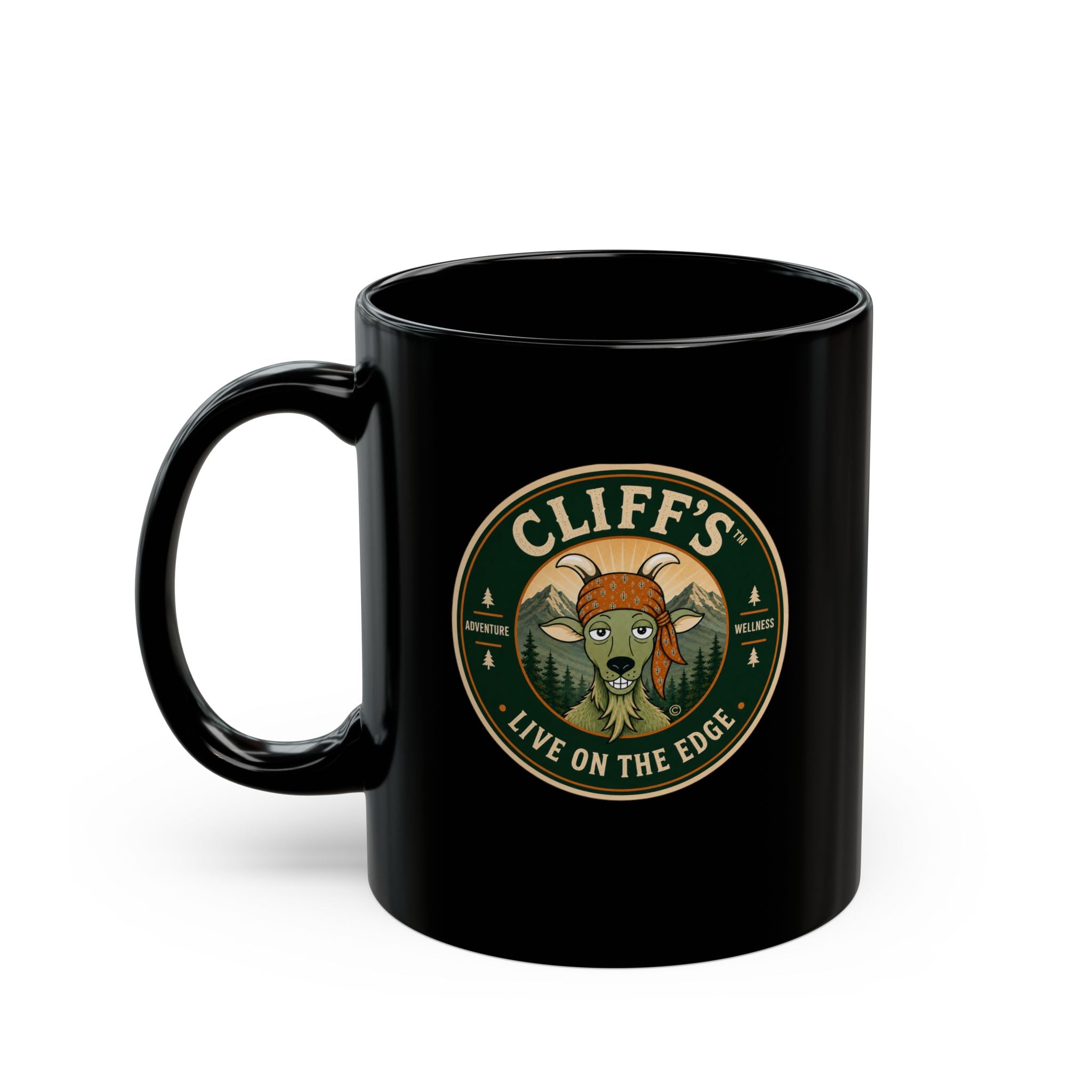 Cliff's Brew™ Black Ceramic Logo Mug