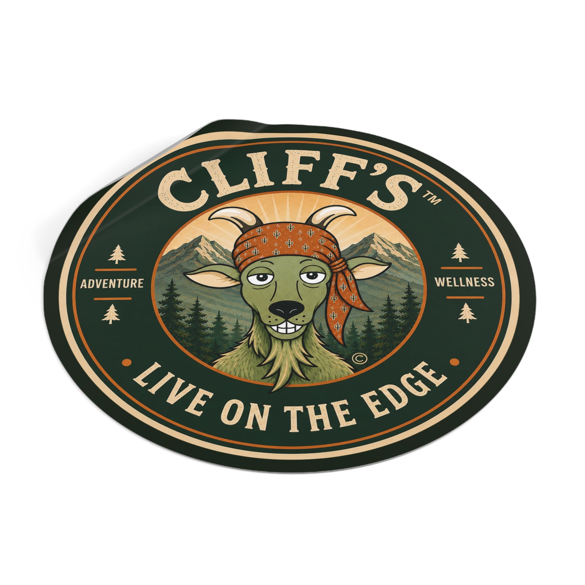 Cliff's™ Live on the Edge Round Logo Vinyl Sticker