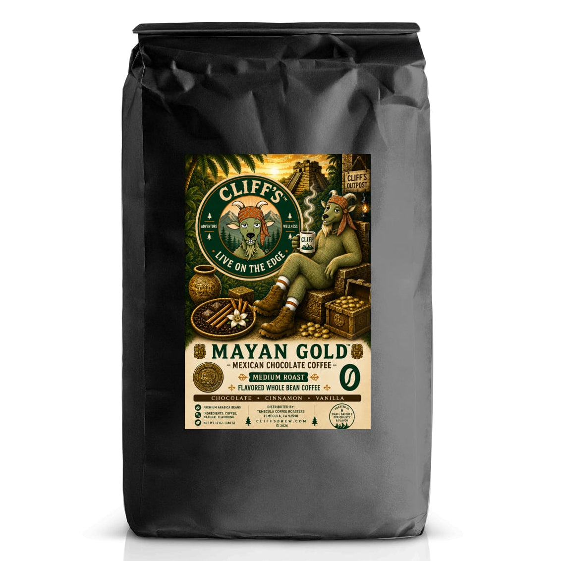 Cliff's™ Mayan Gold™ Mexican Chocolate Coffee, Whole Bean