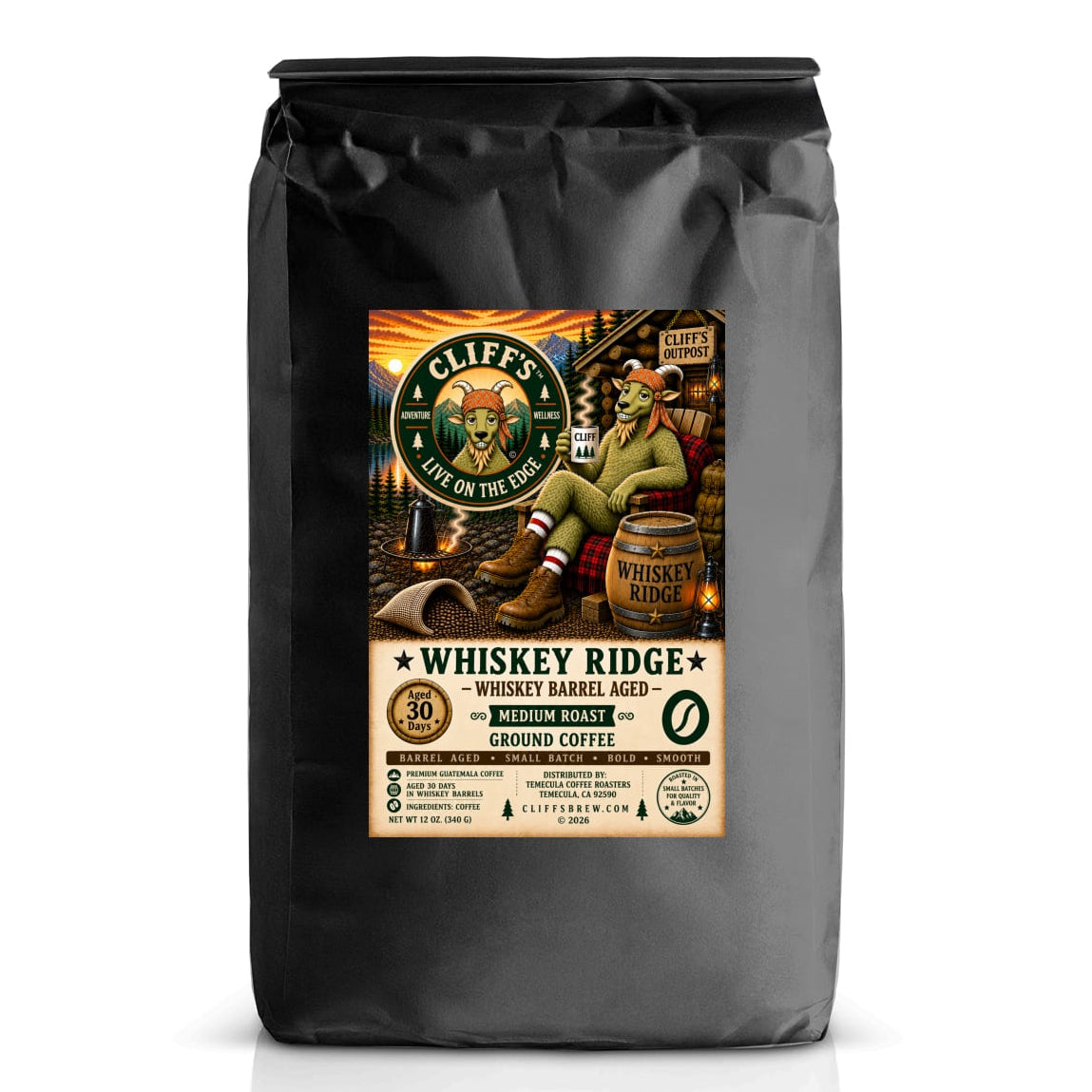 Cliff's Whiskey Ridge™ – Whiskey Barrel Aged Ground Coffee