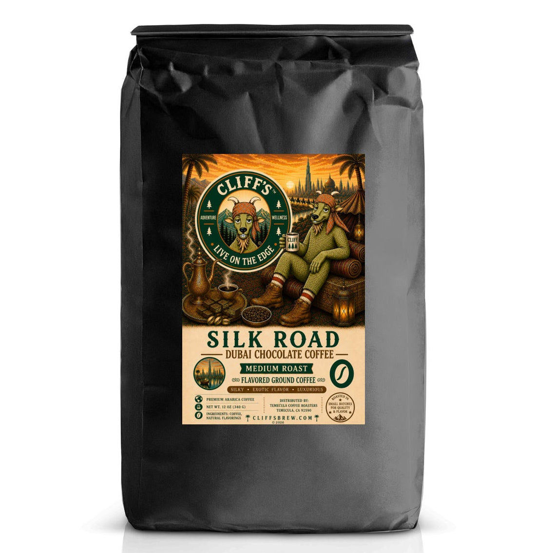 Cliff's™ Silk Road™, Dubai Chocolate, Ground Coffee