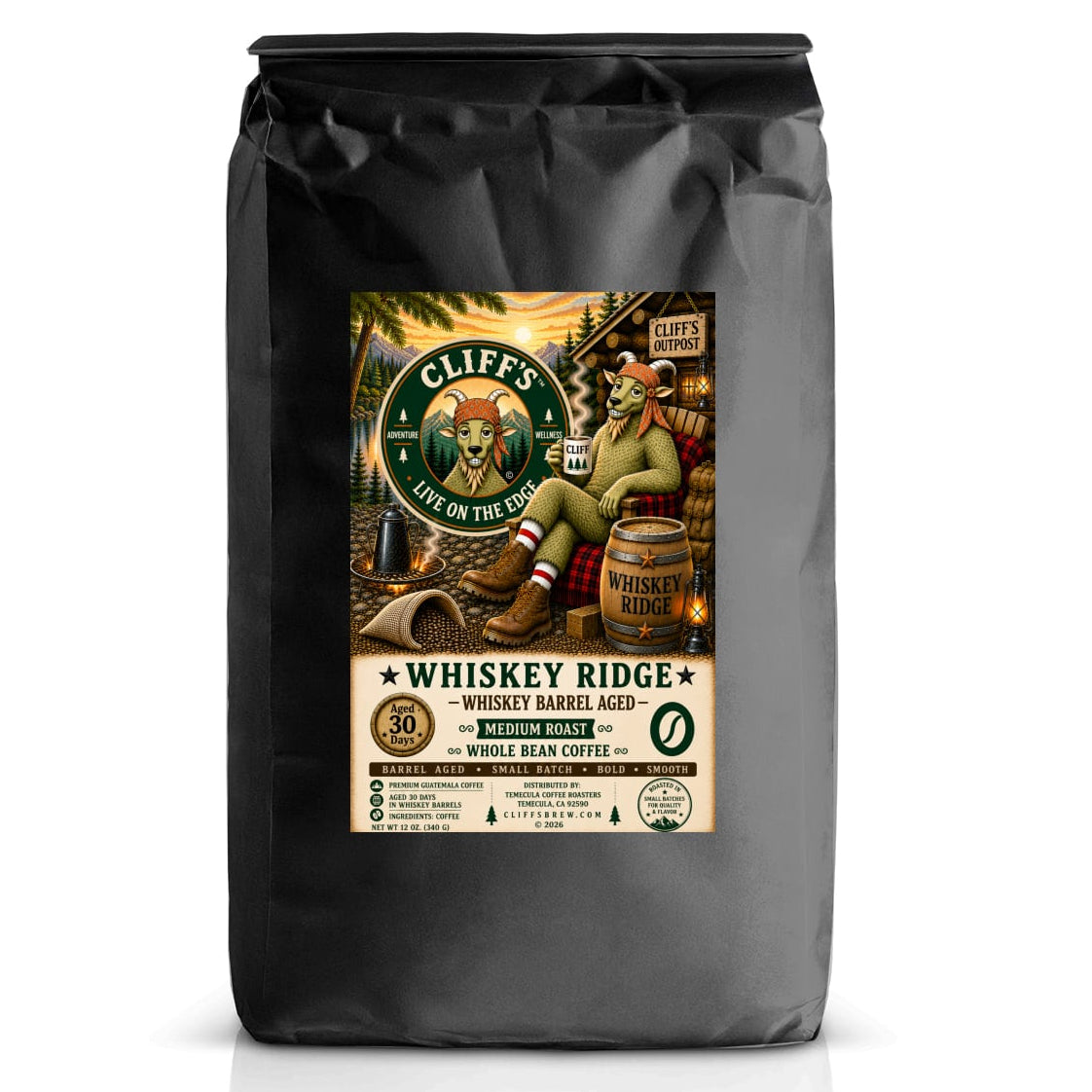 Cliff's Whiskey Ridge™ – Whiskey Barrel Aged Whole Bean