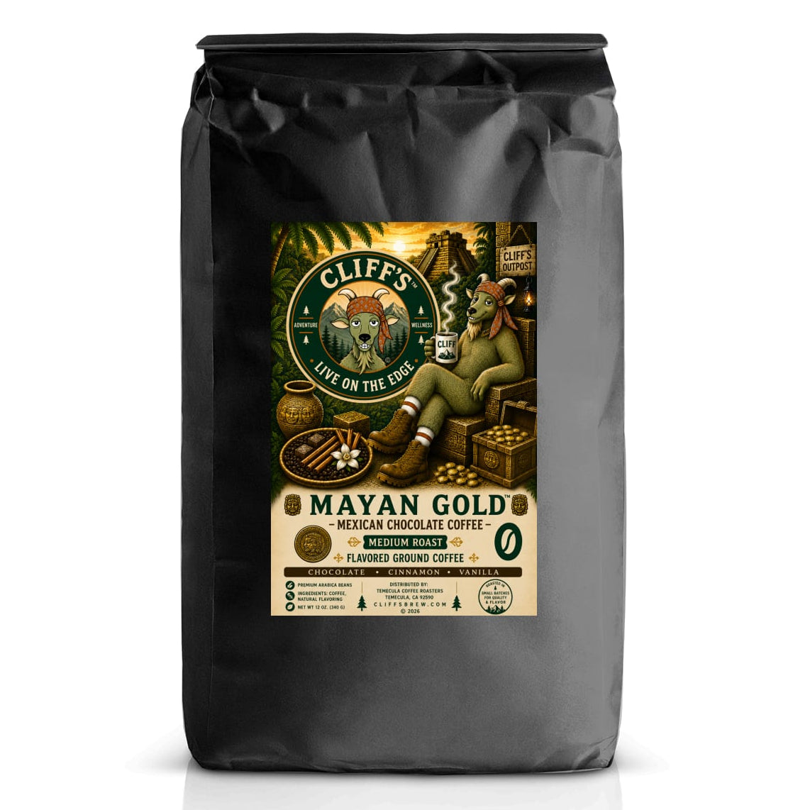 Cliff's™ Mayan Gold™ Mexican Chocolate Coffee, Ground Coffee